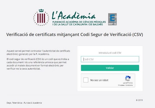 Verificació de certificats mitjançant Codi Segur de Verificació (CSV)